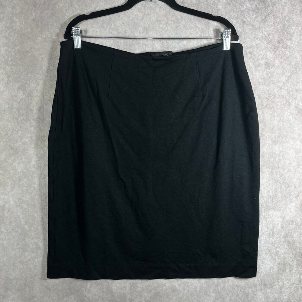 Chico's Pencil Skirt Women Size 2.5 US 14 Black Knit Unlined‎ Career Office Work